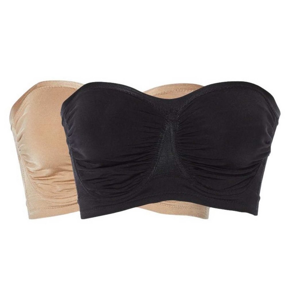 Rhonda Shear Seamless Underwire Bandeau Bra w/Sweetheart Neckline 2 pk MEDIUM